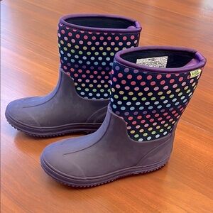 Western Chief Neoprene Freestyle polka dot purple kids boots size 4
